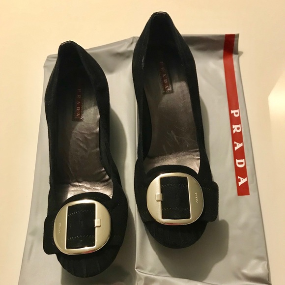 prada block heel pump